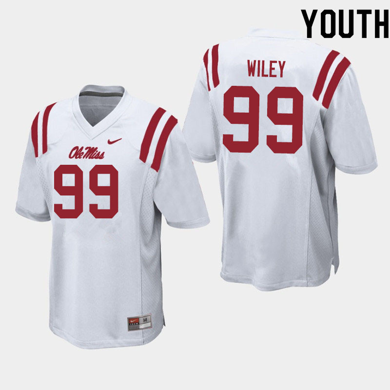 Youth #99 Charles Wiley Ole Miss Rebels College Football Jerseys Sale-White - Click Image to Close